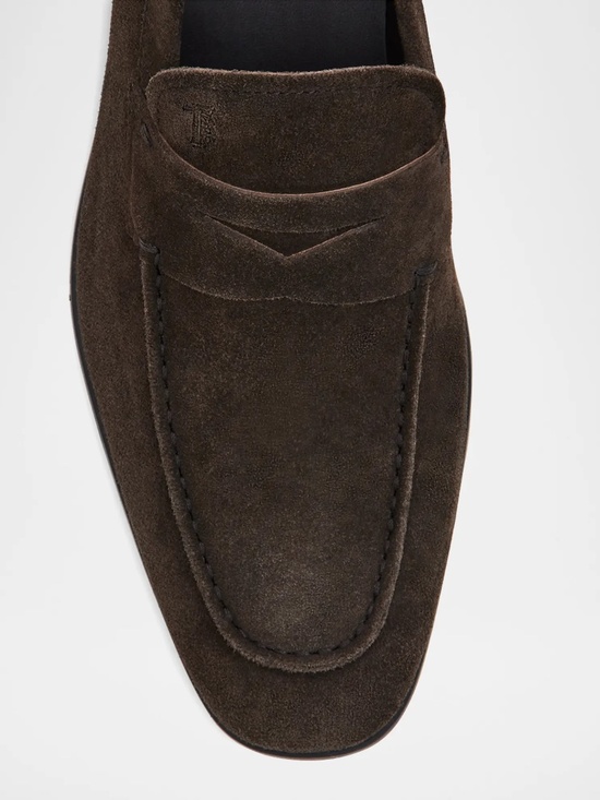 Tod\'s Men Moccasino Suede Penny Loafer in Dark Brown main image 4